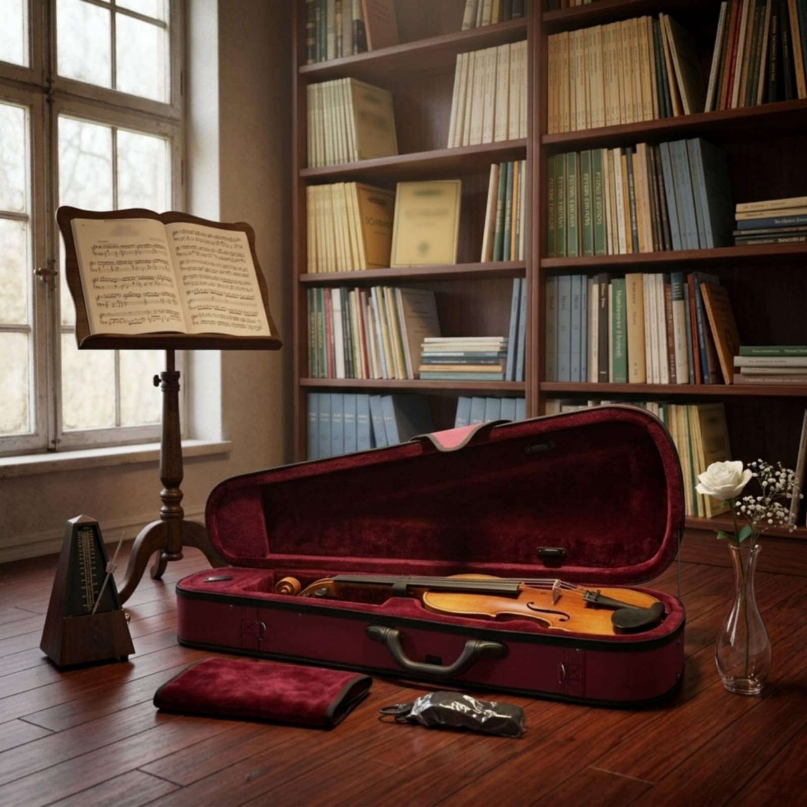 Estuche Triangular Violín Rígido Estuche Violín con Correa Resistente Funda para Violinistas, Estudiantes, Viajes, Ensayos, 3/4
