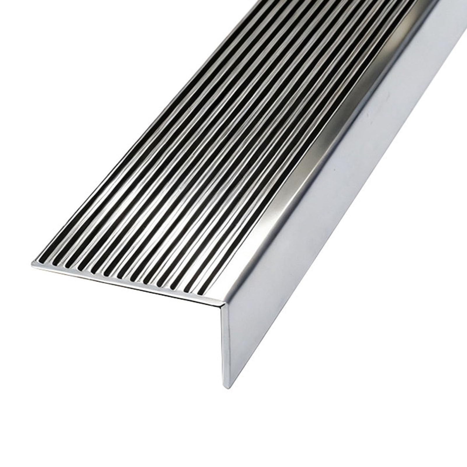 Perfil de Transición para Suelo Protector de Borde de Escalera de Acero Inoxidable, Perfil de Nariz para Peldaños de Escalera, Protector de Esquina para Alféizar(5cm (2) x 2.5cm (1"))