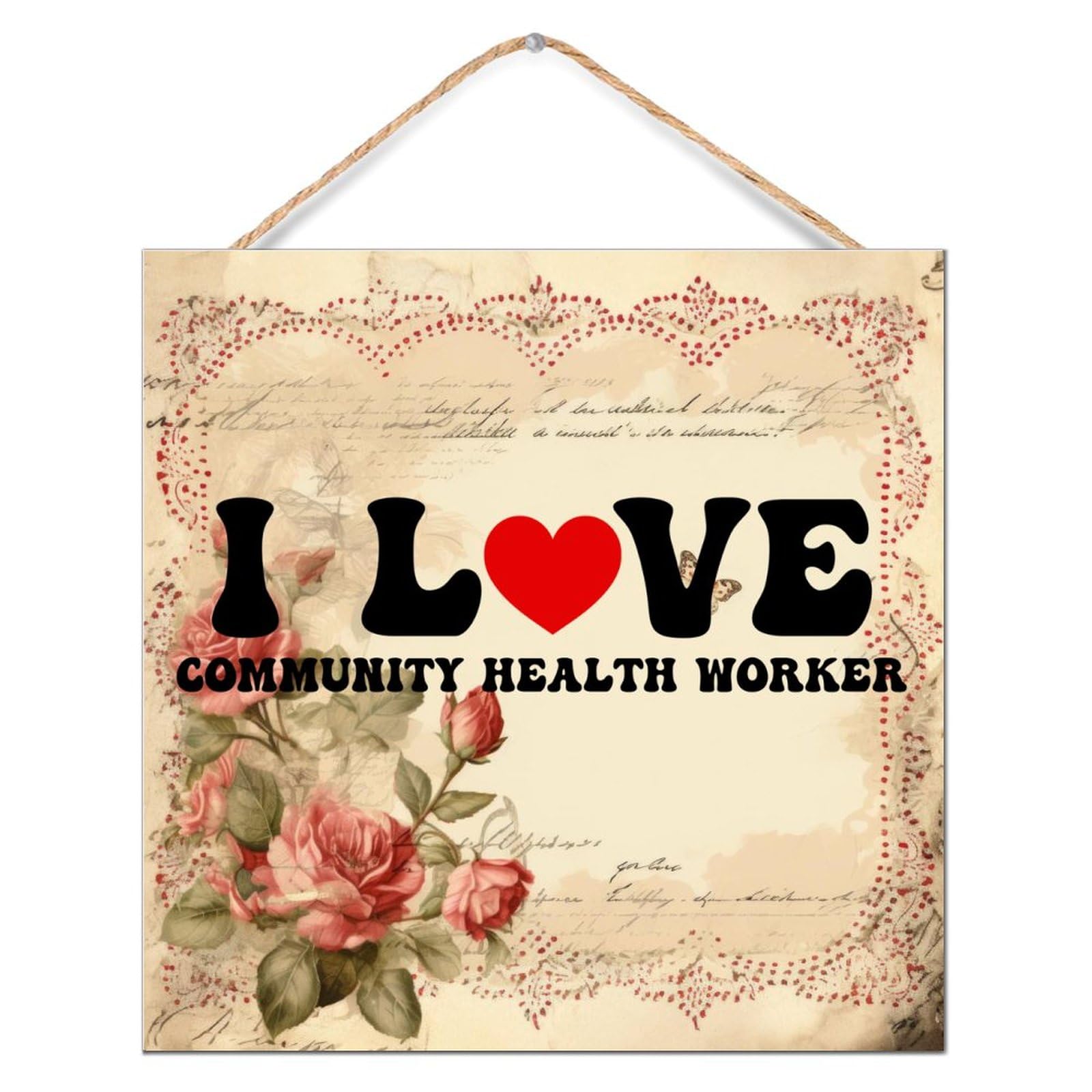 Panneau bois Saint-Valentin Community Health Worker pour étagère cabinet