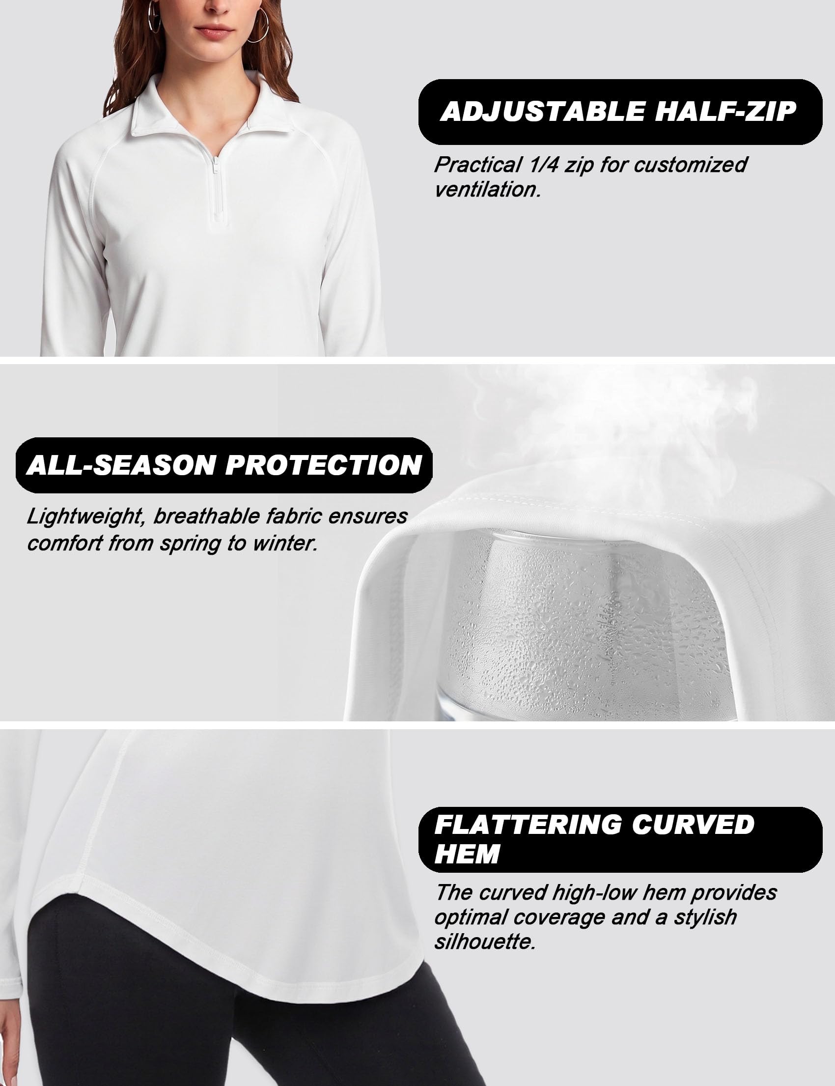 iClosam Maglia Sportiva Donna Manica Lunga Maglia Tecnica Trekking con Mezza Zip Maglietta da Corsa Traspirante Maglie Running Leggera XS-3XL