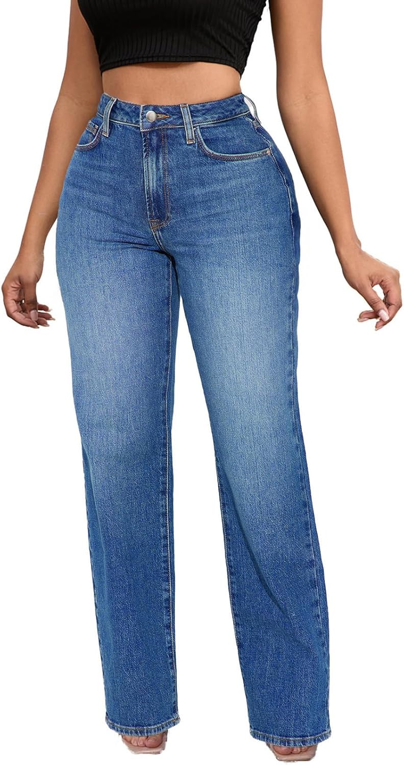 Women's Wide Leg Jeans High Waist Baggy Denim Pants