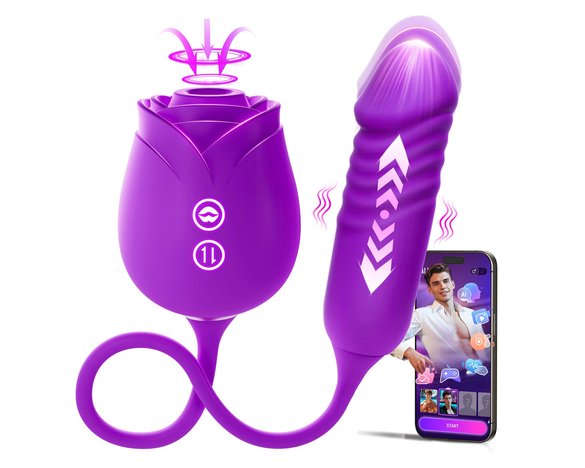 Amazon.com: MOOLIGIRL Rose Vibrator Sex Toy for Women, APP Control Adult  Toys with Clitoral Sucking Vibrator & G-spot Thrusting Dildo, 10 Modes Clit  Nipple Sucker Vibrater Suction Vibrators Female Couple Sex Toys :