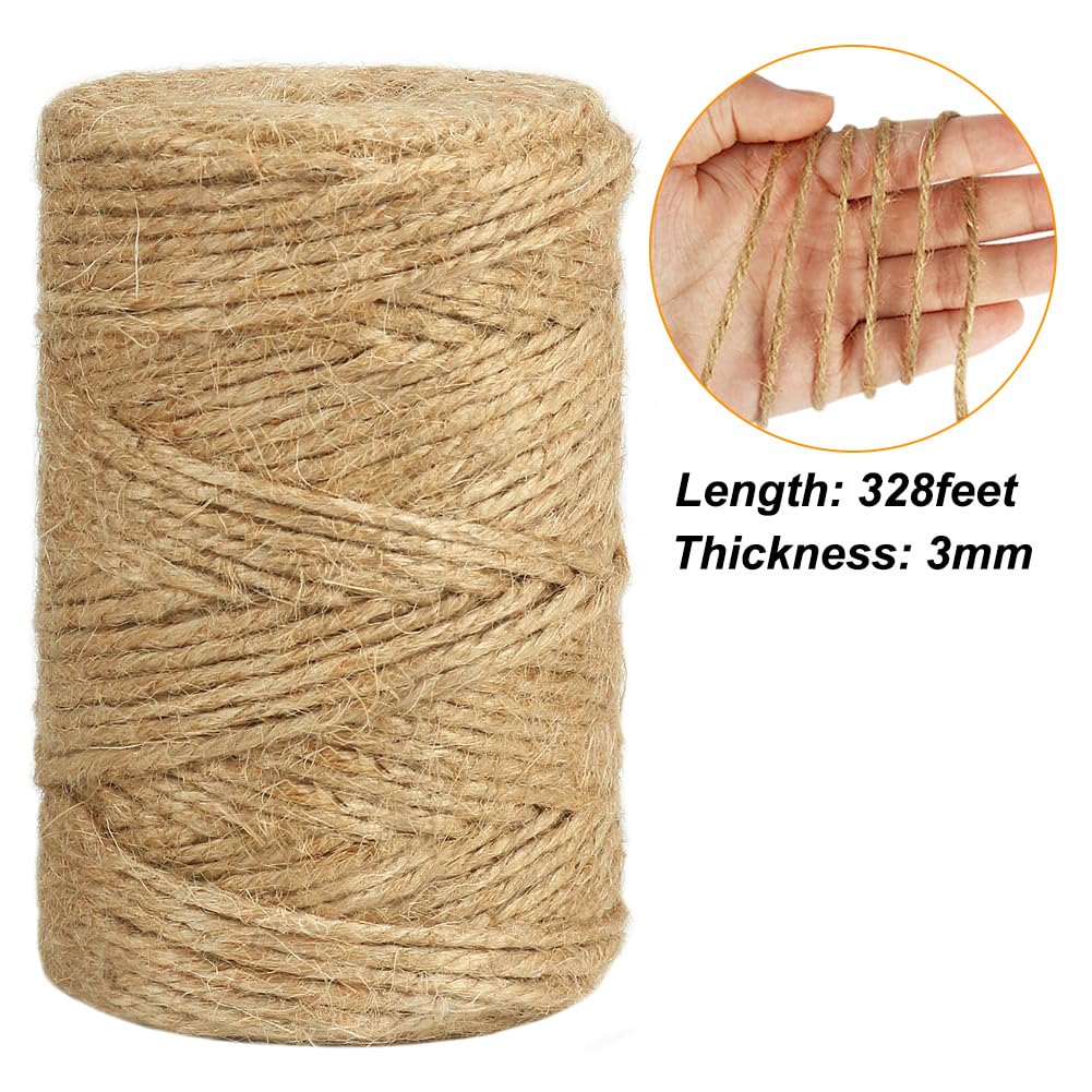 Vivifying Sznurek jutowy, 3 mm, brązowy sznurek jutowy do ogrodu, obrazów, roślin, majsterkowania