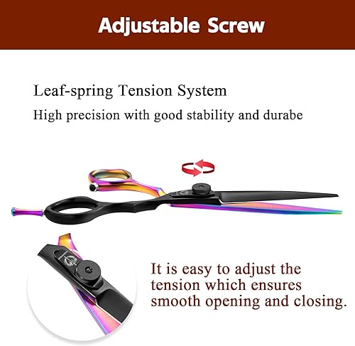 Miniatura 5 de DRAGON RIOT Tijeras de corte de cabello, juego de tijeras de peluquería profesional arco iris para hombres, mujeres, mascotas, hogar, salón de