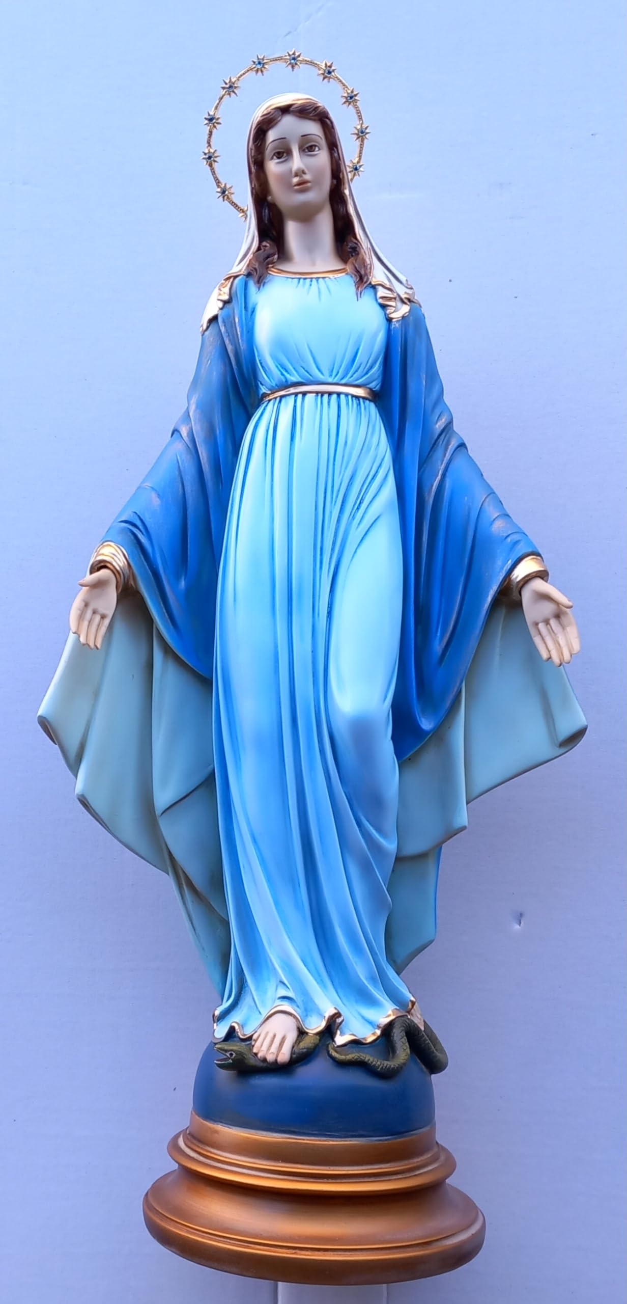 ArteSacraCaravaggio Statua della Madonna Miracolosa, delle Grazie cm 62 in marmo resina decorata a mano di produzione artigianale