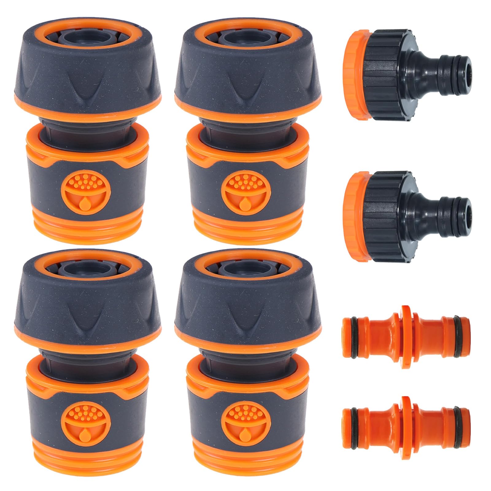 MOAZIFI Schlauchverbinder 3/4 Zoll, 8 Pcs Premium Set, Kupplung und Gartenschlauch Anschluss - Hochwertige Schlauchkupplung für Gartenbewässerung, Autowäsche und Haushaltsnutzung, Robustes Leckfreies