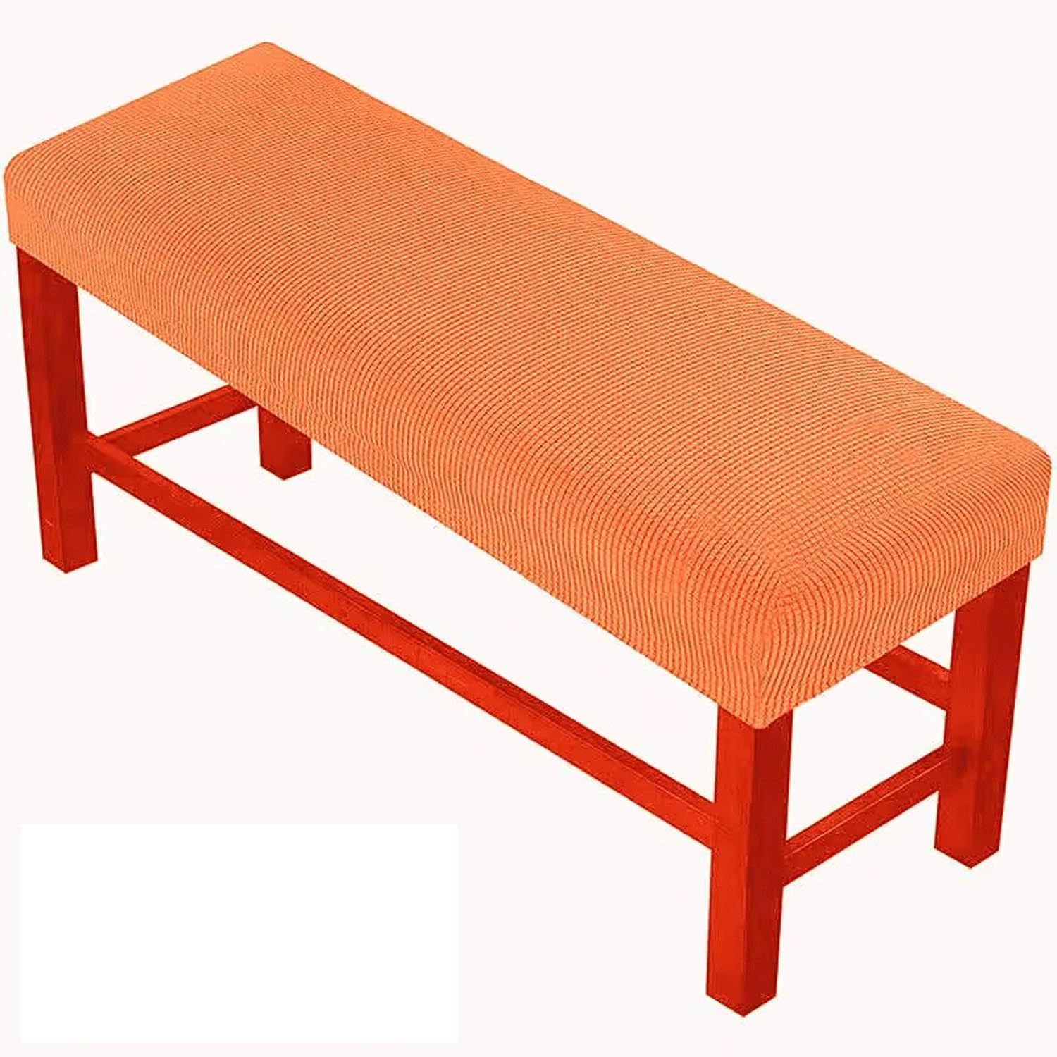 Ottoman Cover Rectangular with Elastic Bottom, Bench Cushion Covers Stretch for Indoor Furniture, Washable, Furniture Protector for Living Room and Kitchen(Orange,70-82in)