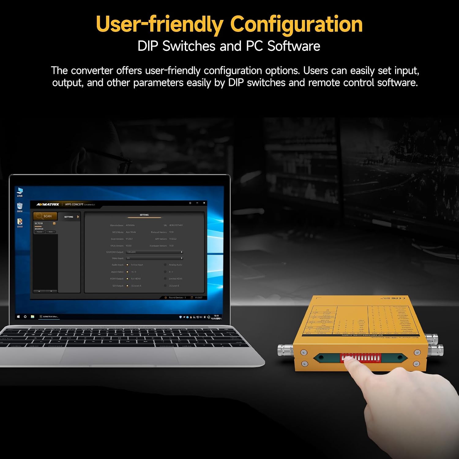 SC7030 Multi-Signal Video Converter, SDI/HDMI/DVI-I/VGA/CVBS/S-Video/YPbPr to HDMI/SDI, 1080P Up/Down Scaling Splitter with Audio Embedding & Aspect Ratio Adjustment