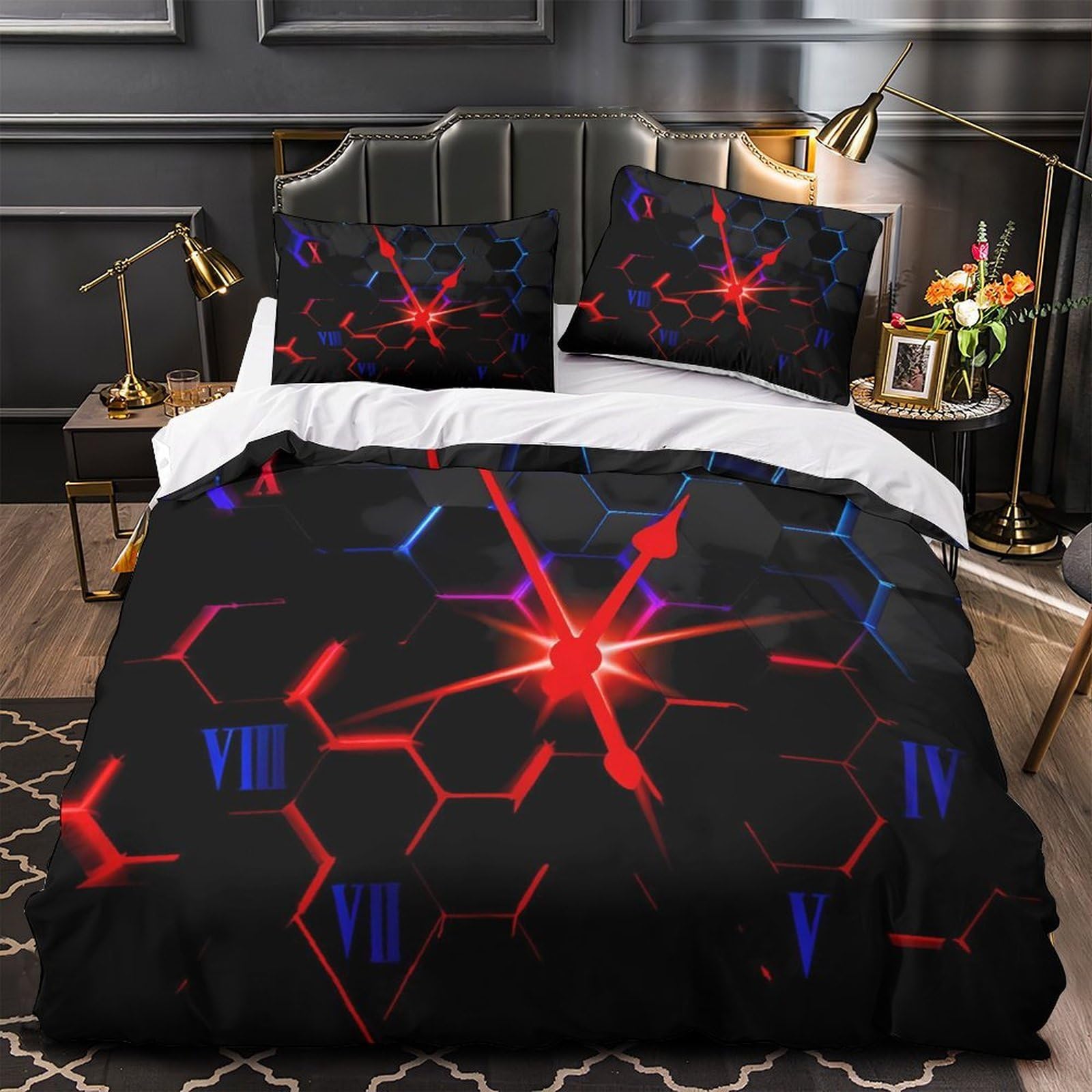 Housse de couette horloge numérique confortable fermeture éclair 140x200