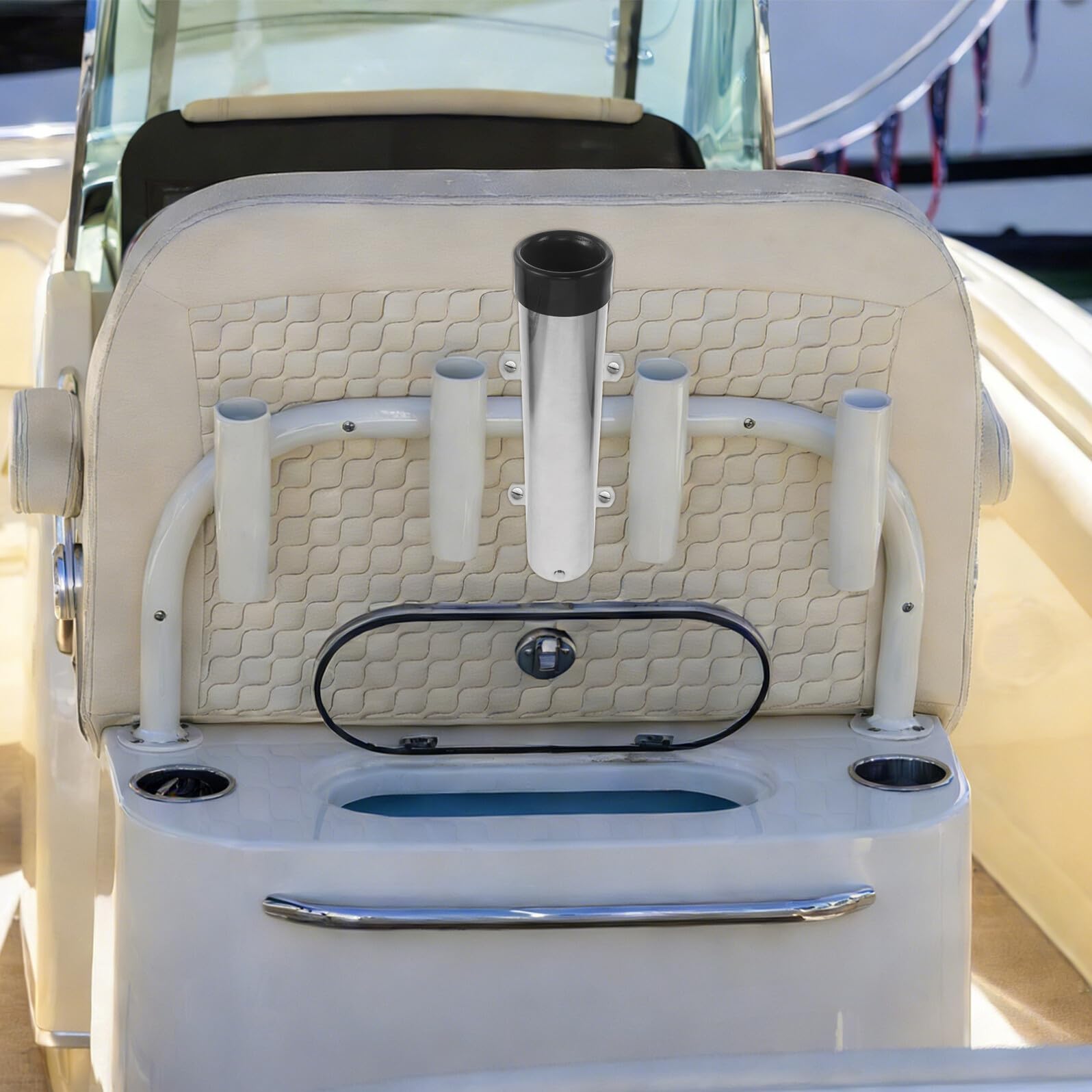 Abaodam Porta Canne da Barca in Acciaio Inossidabile, Tubo 45 Mm | Argento, Design Nautico Elegante, Montaggio Rapido, Adatto a Yacht e Navigazione in Mare Mosso
