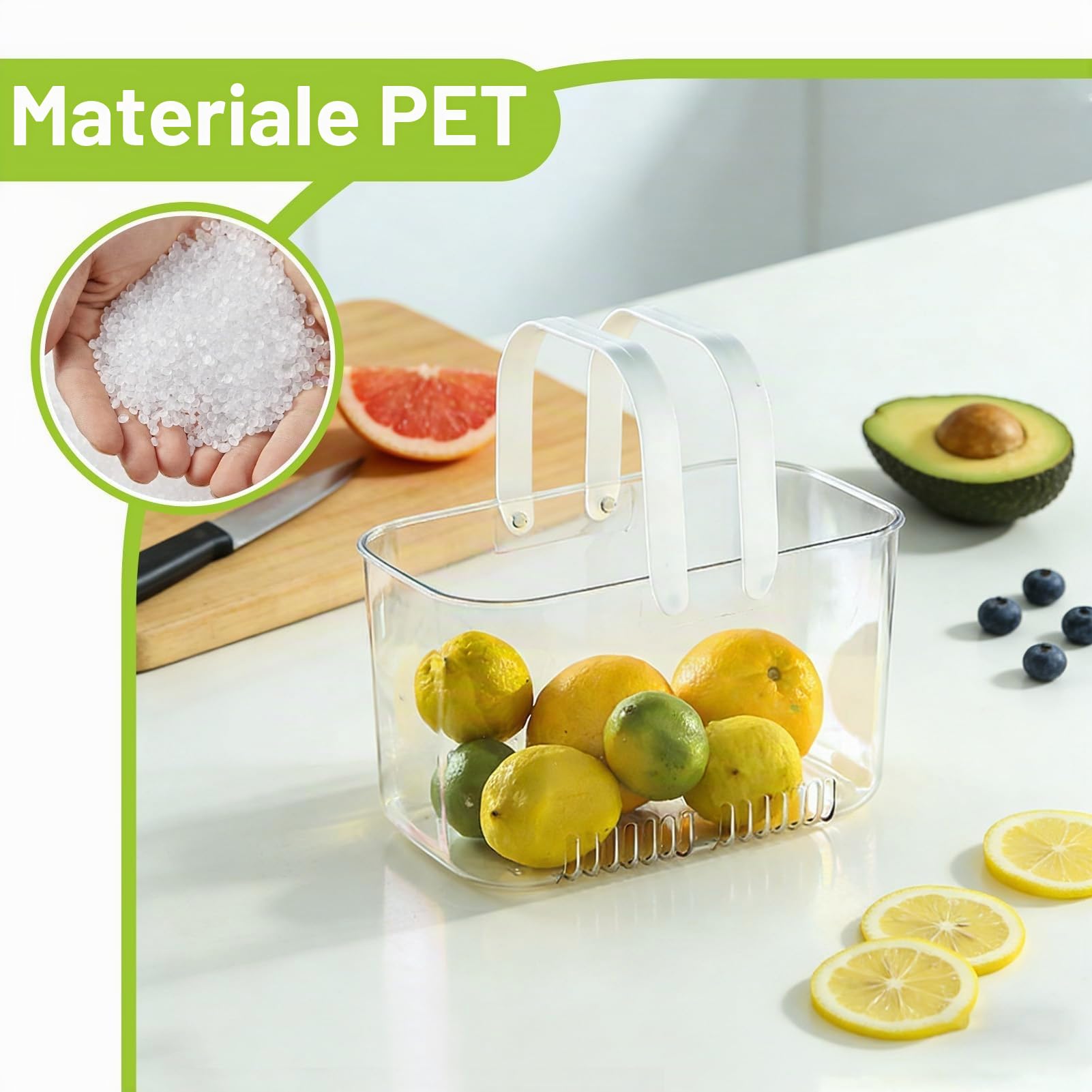 Cesto caddy doccia portatile, bidoni della doccia cesto in plastica cesto trasparente con manico di cestini di stoccaggio delle organizzatore in plastica per uso quotidiano (Bianco)