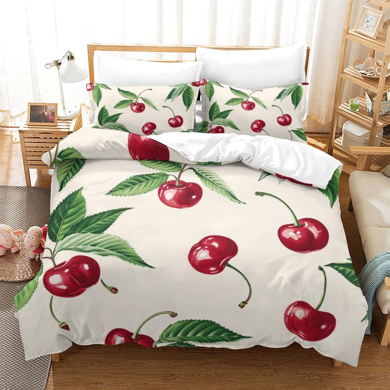 Housse de couette cerises 3D pour transformer la chambre de votre ado en havre cosy