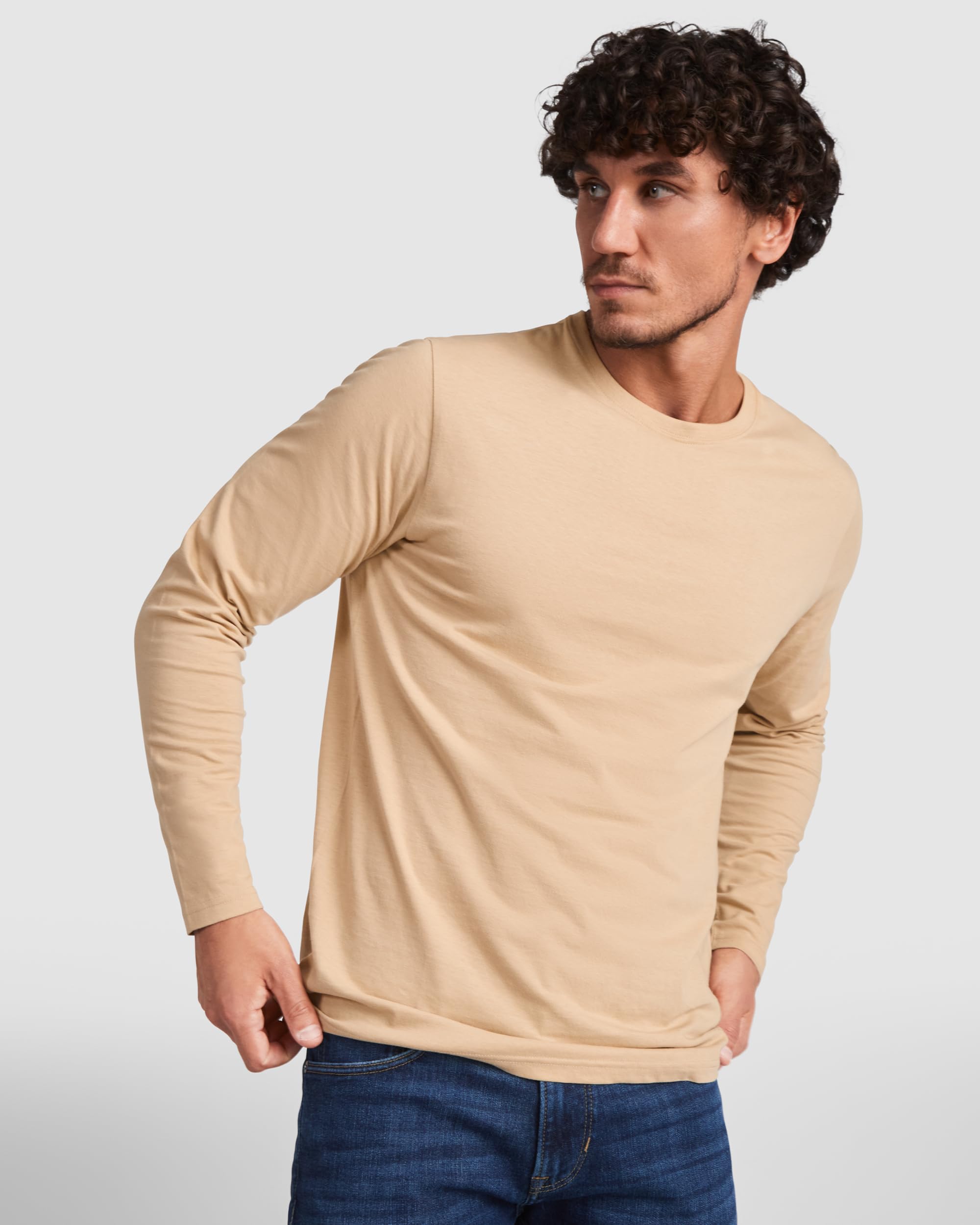 Pack 5 | Camiseta Manga Larga Hombre | Algodón premium (FR/ES, Letras, S, Regular, Regular, Combinacion 1)