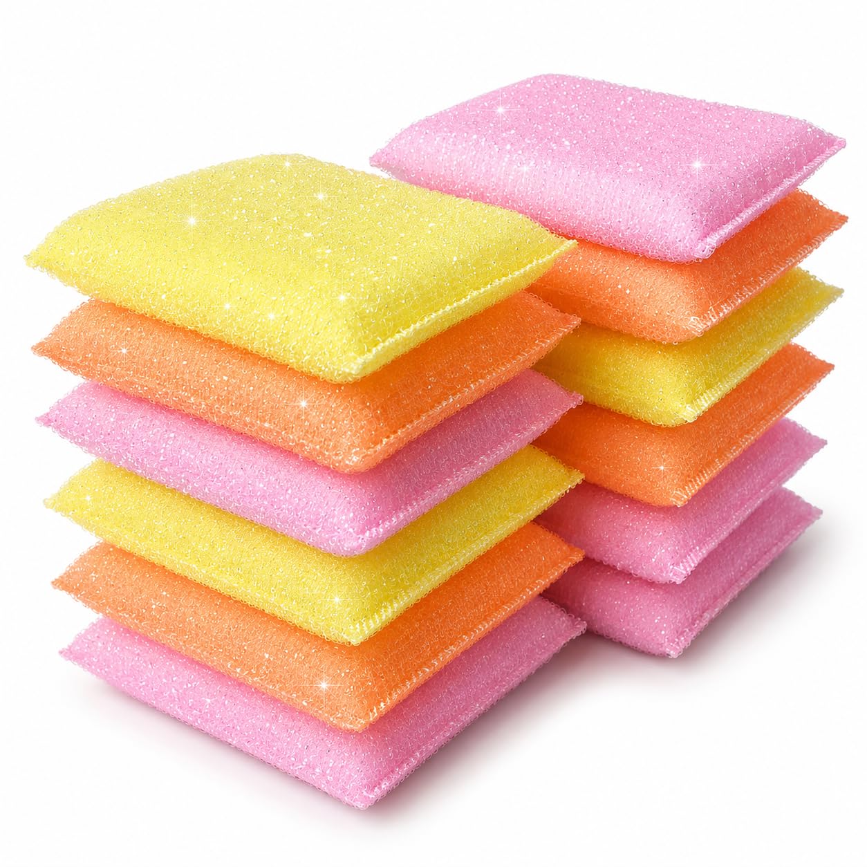 Scratch Proof Kitchen Scrubber Pads for Dishwashing, Bathroom and Toilet Cleaning, Multicolour, 13x9 cm, 12 Pieces-image-20