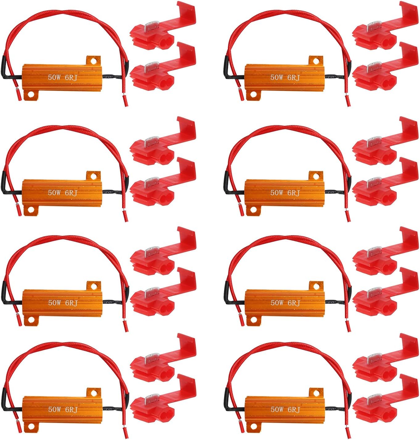 8Pack 50W 6Ohm LED Load Resistors, Automotive Replacement Resistors