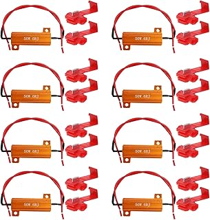 8-Pack 50W 6Ohm LED Load Resistors, Automotive Replacement Resistors for Flickering LED Turn Signal Light & LED License Plate Lights & DRL