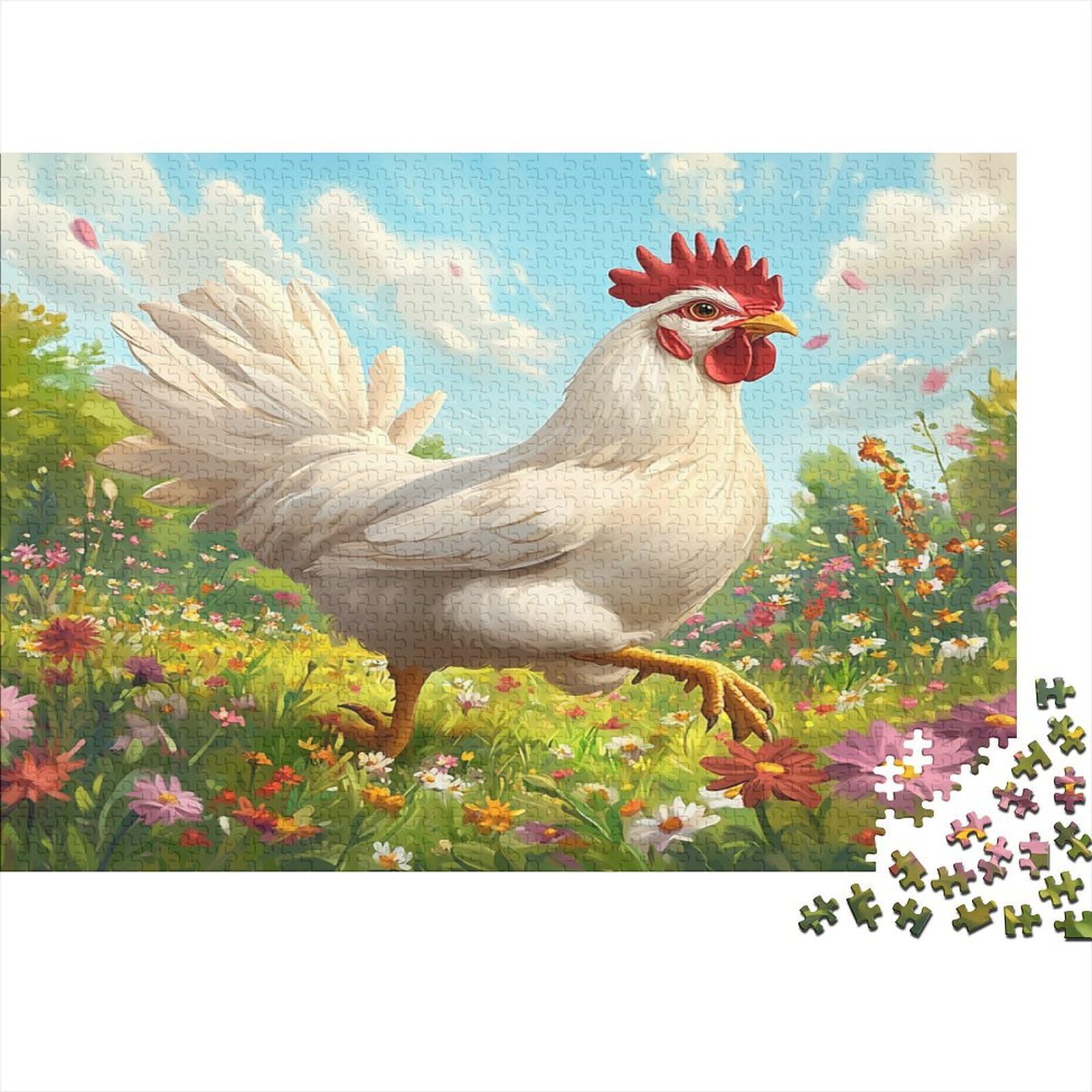 Chicken Jigsaw Puzzle 1000 Pieces Paper For Adults Countryside Scene โ image 1