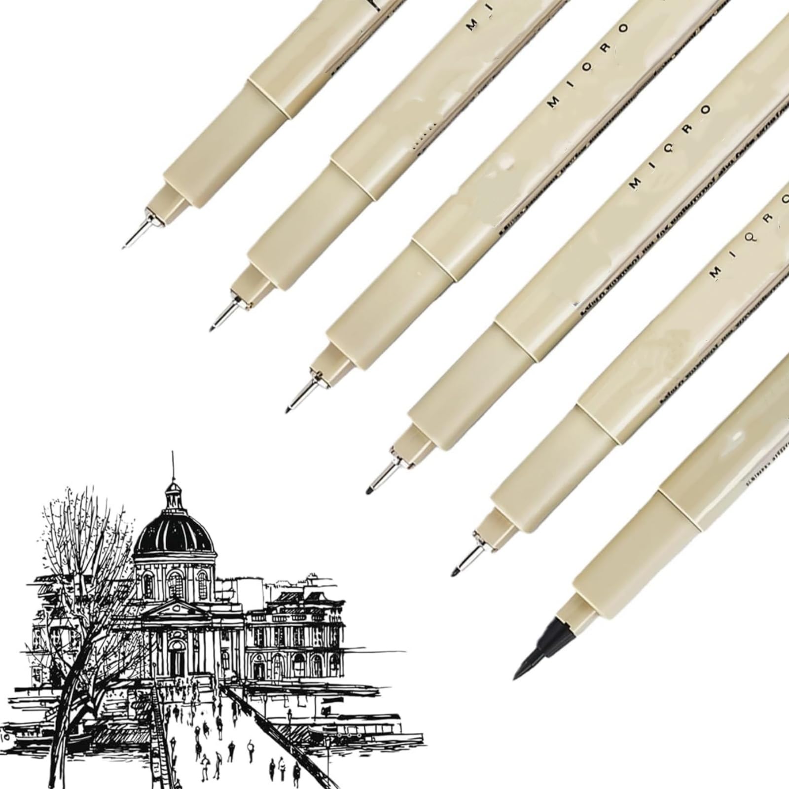 6PCS Black Fineliner Pens,Waterproof Fineliner Pens,Sketching Pen,Waterproof,For Sketching,Art, Bullet Journal, Technical Drawing, Office Documents, Illustration,Suitable Art Supplies For Adults