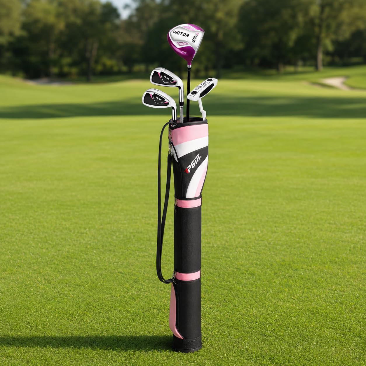 Golf Club Equipment Schlägerset mit Driver -Holz Eisen Putter Ausgestattet mit Schlägertasche Tragegurt Ständer für Männer Frauen Wochenendgolfen