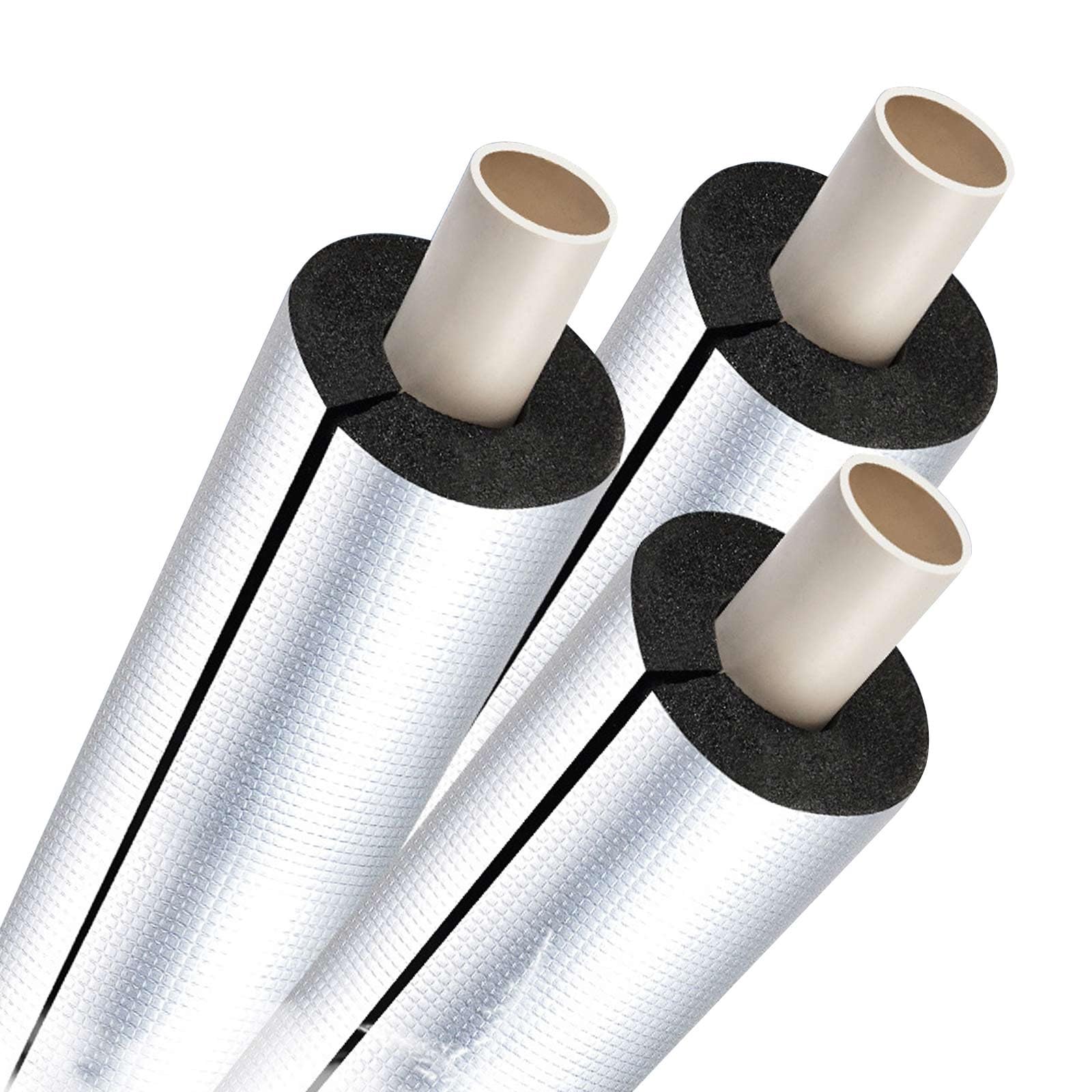 Pipe Insulation Lagging Antifreeze Foam Tube 4/5" Thickness Aluminum Foil Pipe Cover ID 3/5"-13-7/8" Solar Water Pipe Protection Cover for Air Conditioning Cold and Hot Pipe(60 mm x 20 mm x 95 cm)