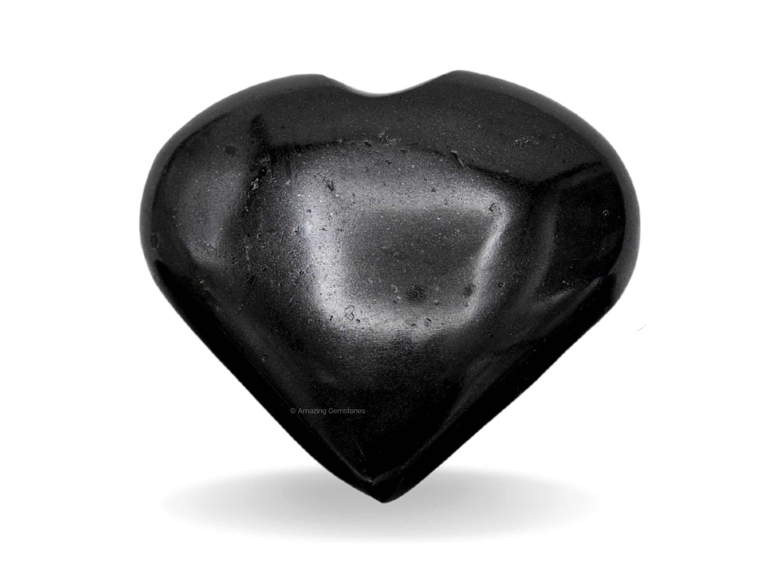 Amazing GemstoneAmazing Gemstone Black Tourmaline Crystal Heart Palm Stone - Pocket Massage Worry Stone for Natural Body Chakra Balancing, Reiki Healing and Crystal Grid