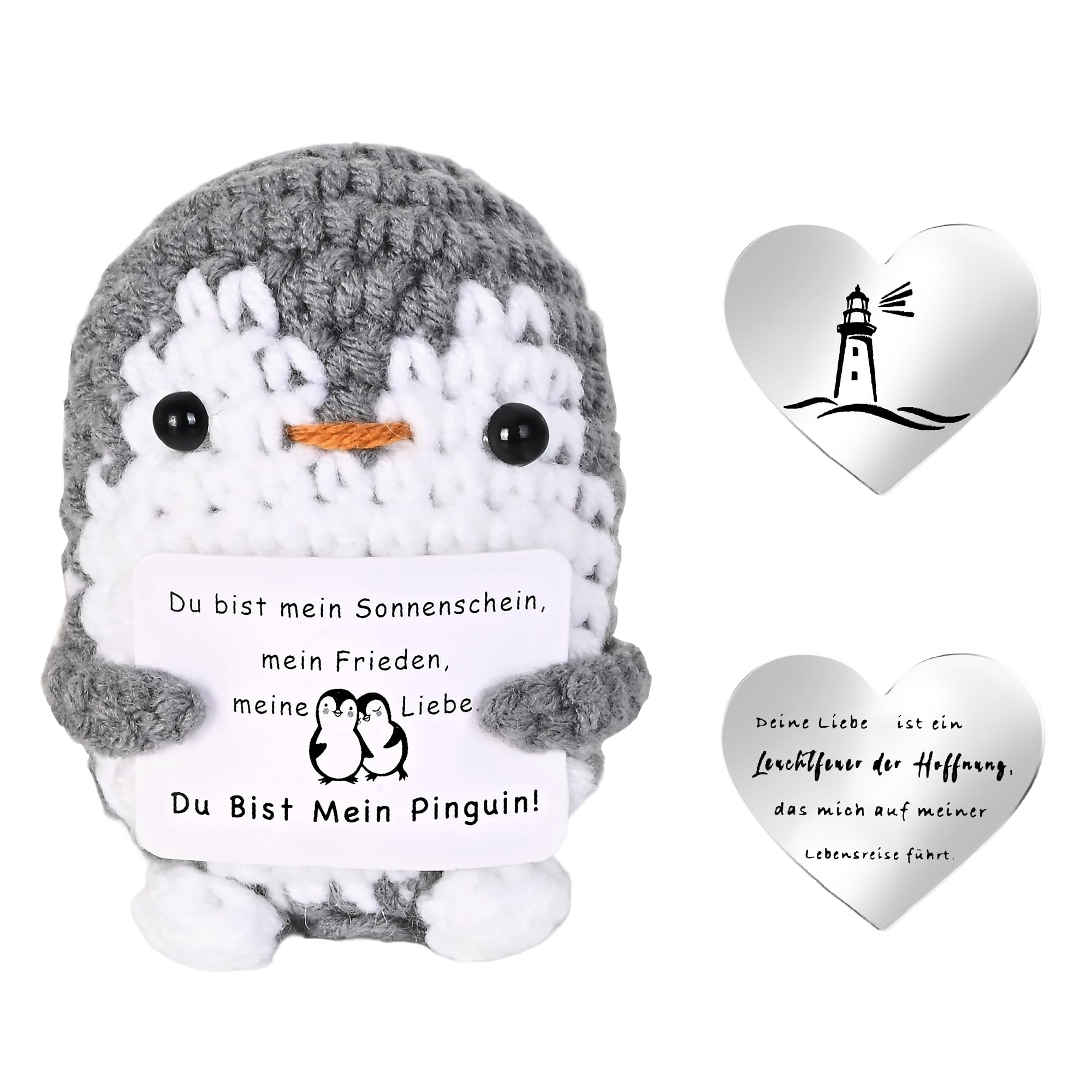 qianduoduo Positive Pinguin Ich Liebe Dich Geschenke für Freundin, Jahrestag Geschenke für Frauen Männer, Valentinstagsgeschenk für Sie Ihn, Pocket Hug Pinguin