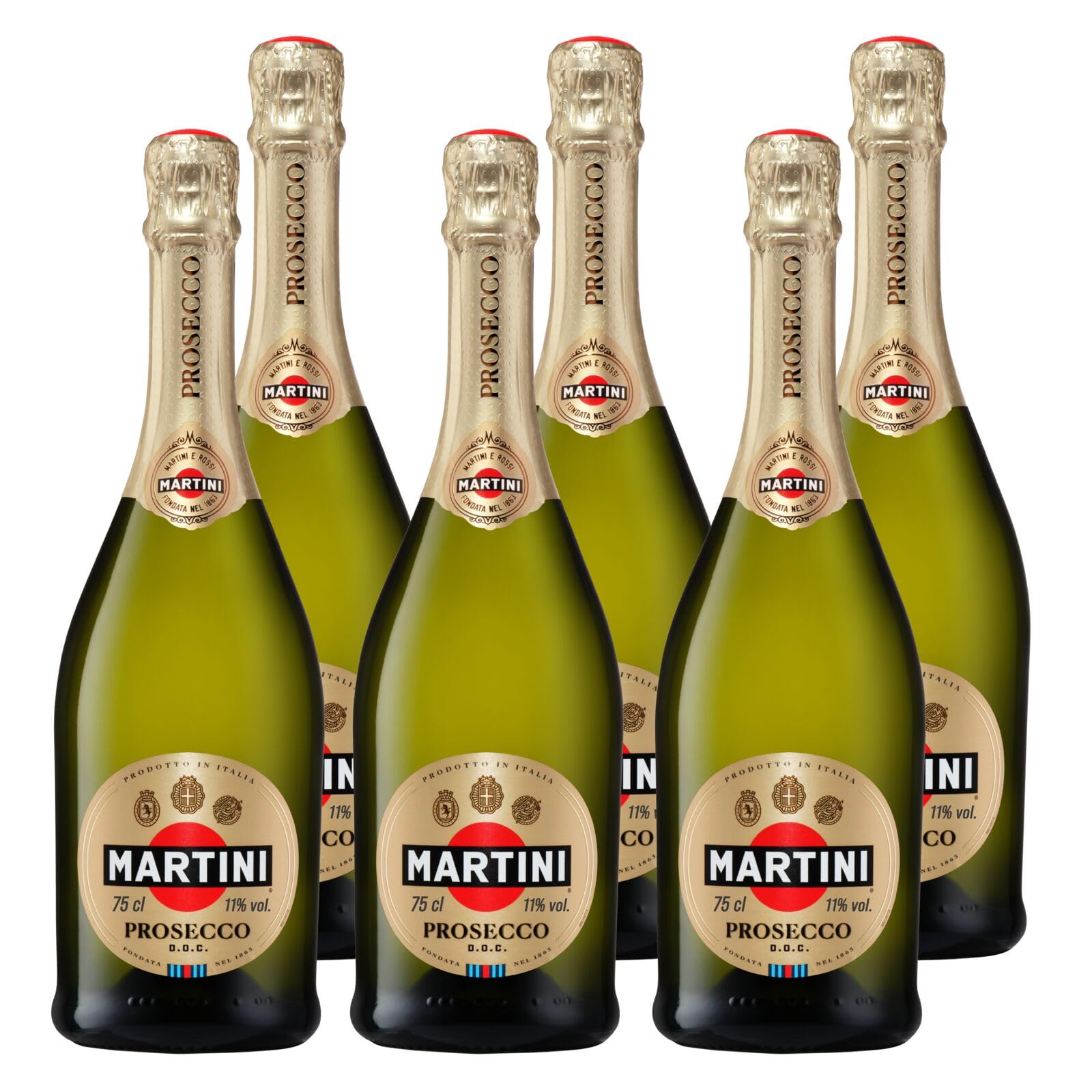 MARTINI Prosecco Schaumwein, 11% vol., 6 x 75cl / 750ml, trockener und reichhaltiger italienischer Schaumwein