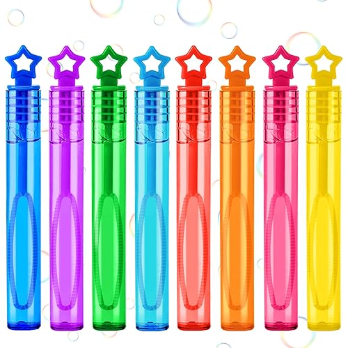 Mini Bubble Wands, 32 Pcs Bubble Wands Bulk in 8 Colors, Bubble Party Favors for Kids, Children's Bubble Party Gifts, Summer Toys, Indoor and Outdoor Activities, Themed Birthdays, Girls and Boys