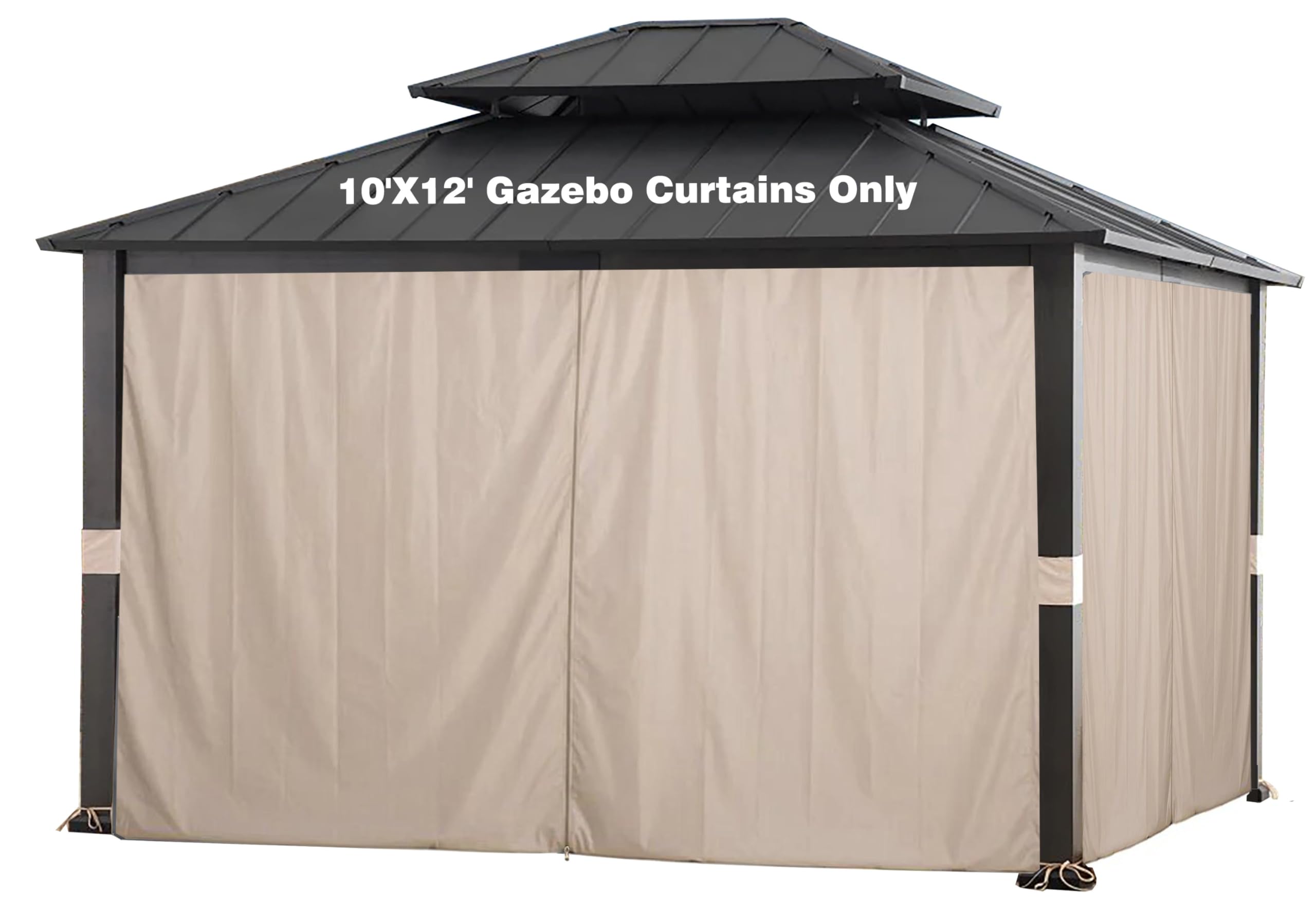 SCOCANOPY Light Beige 10' x 12' Gazebo Privacy Curtain Set for Lowe's Allen Roth 10X12 Gazebo Model #GF-12S004B-1 / GF-12S004BTO/ TPGAZ17-002-image-38