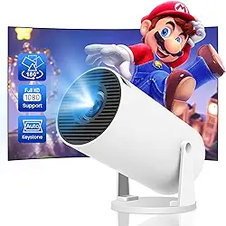 Sensibo Mini Projetor Portatil, Smart Android11, Suporte 1080p/4K, 720P Nativo, 200 ASIN (8000 Lux), 5G/BT5/WIFI6, 180° Girável, Automática Keystone, Cinema Casa HDMI, Para Phone/Notebook/TV Stick/PS5