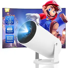 Sensibo Mini Projetor Portatil, Smart Android11, Suporte 1080p/4K, 720P Nativo, 200 ASIN (8000 Lux), 5G/BT5/WIFI6, 180° Girável, Automática Keystone, Cinema Casa HDMI, Para Phone/Notebook/TV Stick/PS5