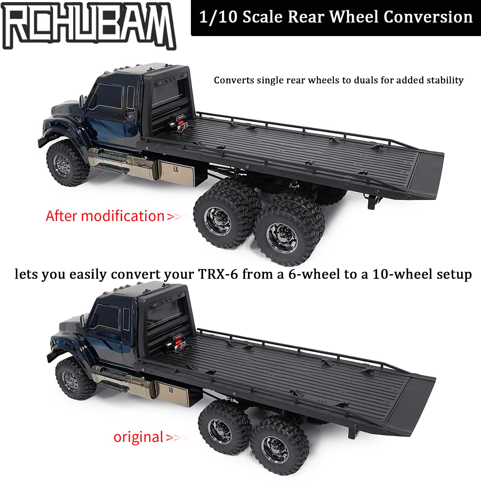 RCHUBAM TRX6 Rear Wheel Conversion Joint Connector Single to Twin Wheel  Connector Kit Compatible with 6 G63 6-Wheel 1/10 Scale TRX-6 Ultimate RC  Hauler Crawler Truck Car: Buy Online at Best Price