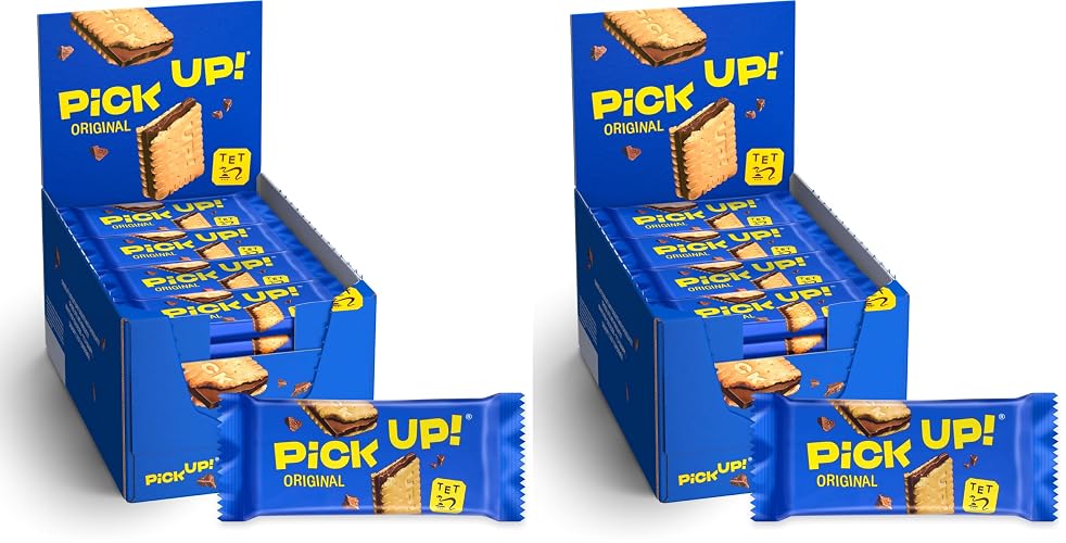 PiCK UP! Original (24 x 28 g), Keksriegel mit knackiger Milchschokolade zwischen zwei Keksen, der Snack für unterwegs, Thekenaufsteller mit 24 Stück (Packung mit 2) - Original - 24 stück (2er Pack)