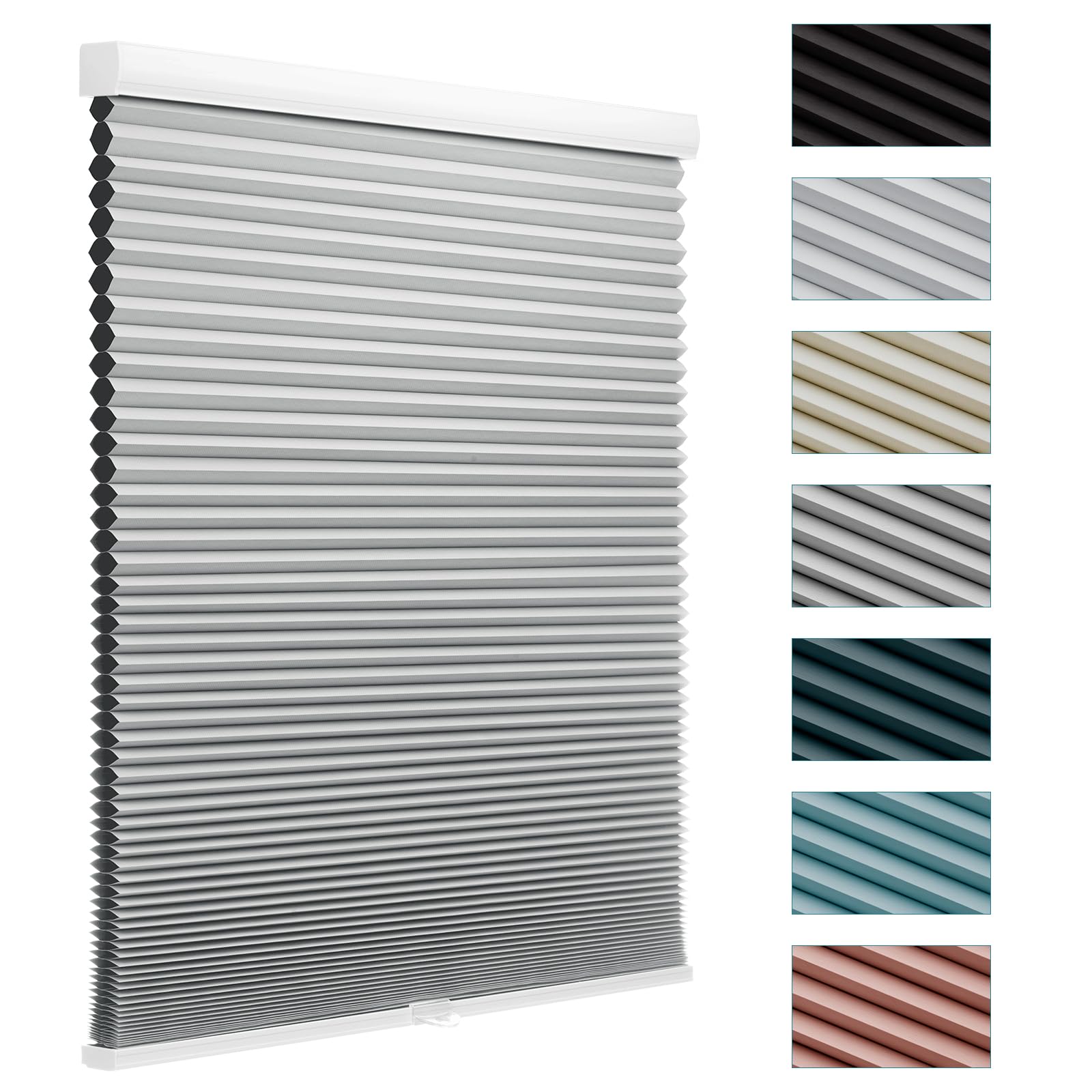 MYshade Custom Size Cellular Shades, Cordless Blackout Windows Blinds for Bedroom, Bathroom, Living Room Light Control Pull Down Customized Window Shades, 1.5 inch Honeycomb, Easy to Install, Grey