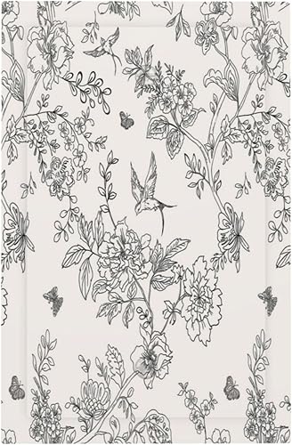 Miniatura 1 de Cubierta para interruptor de luz de 1 banda, diseño de pájaros y flores florales en blanco y negro, sin dispositivo, placa de pared decorativa en