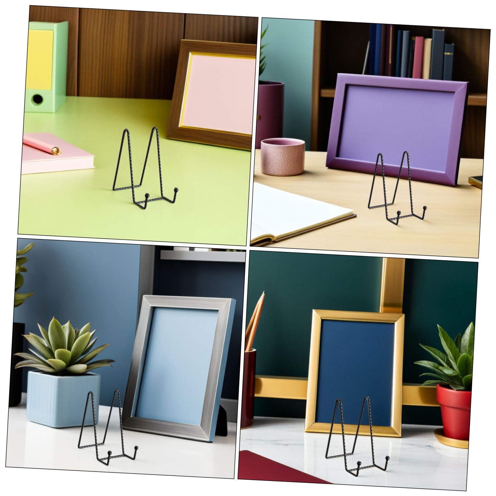 Gatuida 6 Piezas Soporte para Platos Negro de Hierro de Exhibidores de Mesa para Marcos Fotos Platos Decorativos y Caballetes Estables y Multifuncionales para Decoración Hogar
