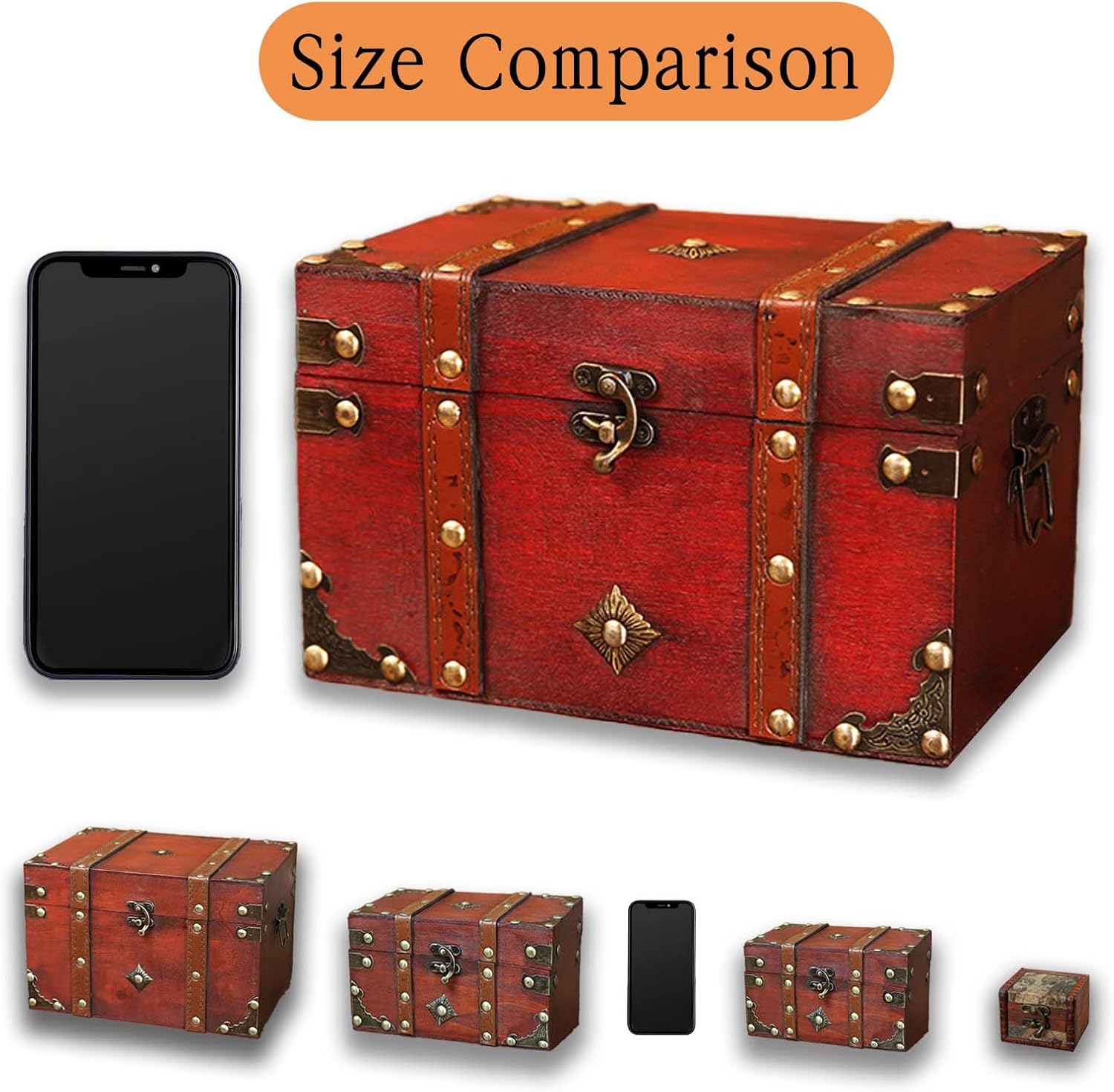 Wooden Jewelry Box, Classical Wood Jewlery Box Jewelery Storage Box Case Holder Jewellery Chest Organizer Mom Gifts Mothers Day Gift for Women Girls Ring Necklace Earring