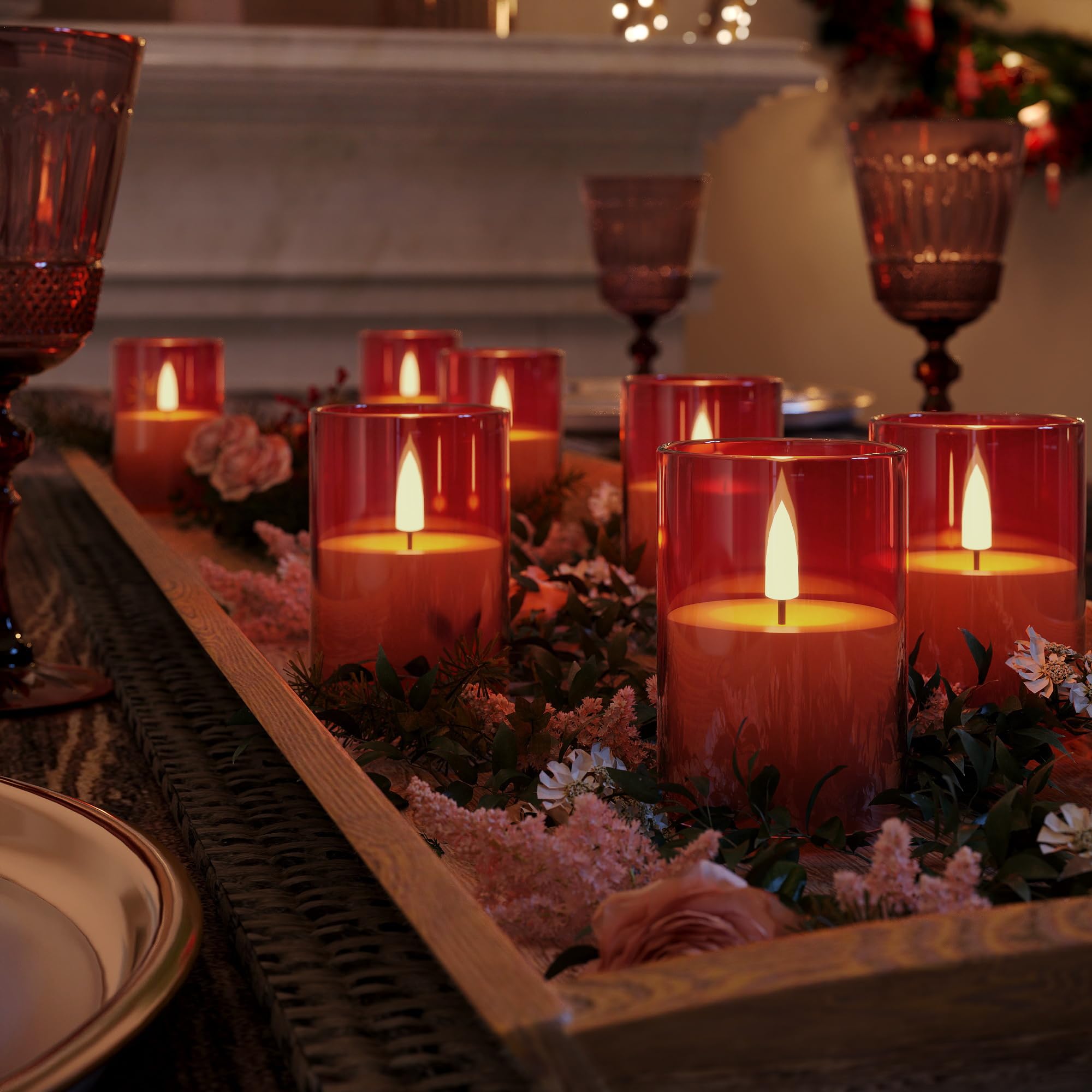 VIODAIM Confezione da 12 candele tremolanti senza fiamma con timer, candele LED alimentate a batteria, piccole candele senza fiamma, candele votive a batteria, per centrotavola per feste di nozze