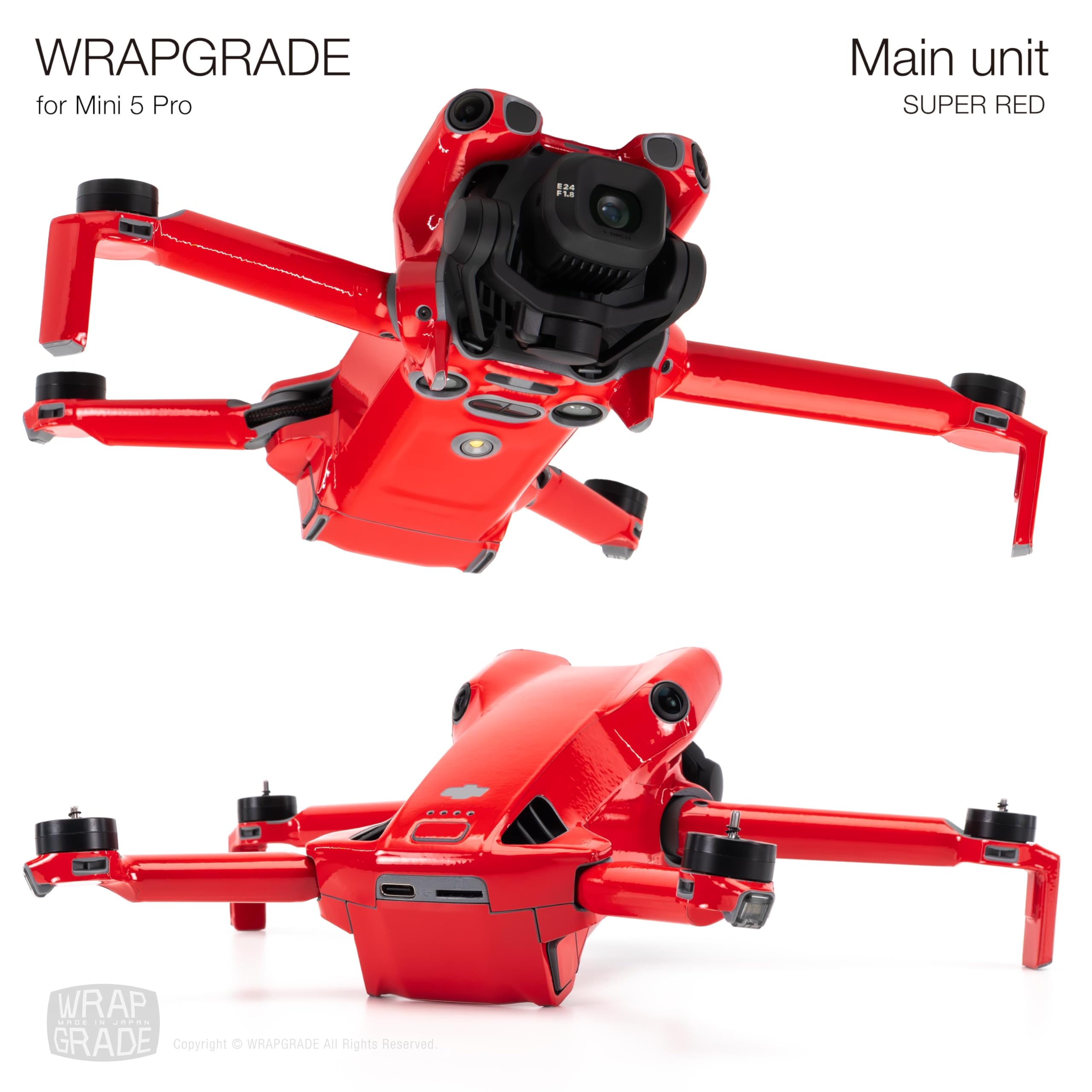 WRAPGRADE Skin Stickers Compatible with DJI Mini 5 Pro (SUPER RED) - Image 4