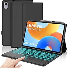 SENGBIRCH Case with Keyboard for Huawei Matepad 11.5 Inch 2025 - Magnetically Removable with German QWERTZ Layout Backlight Touchpad Keyboard, Case for Huawei Matepad 11.5 Inch 2025, Black