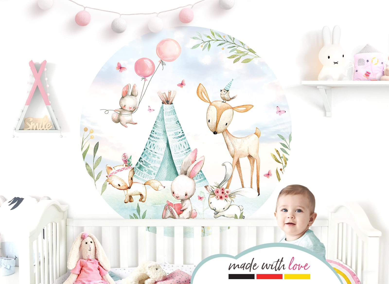 Little Deco DL638-4-XL Naklejka ścienna dekoracyjna - Tapeta do pokoju dziecięcego, chłopca, wzór zwierzęcy