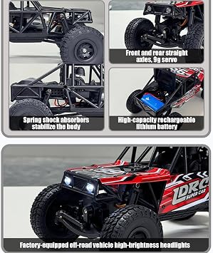 1/18 4WD Off-Road RC Car, 2.4G 3CH Tube Chassis Offroad Crawler Model Flip Up Headlight, Terrain Rock Car for Adults RTR Version