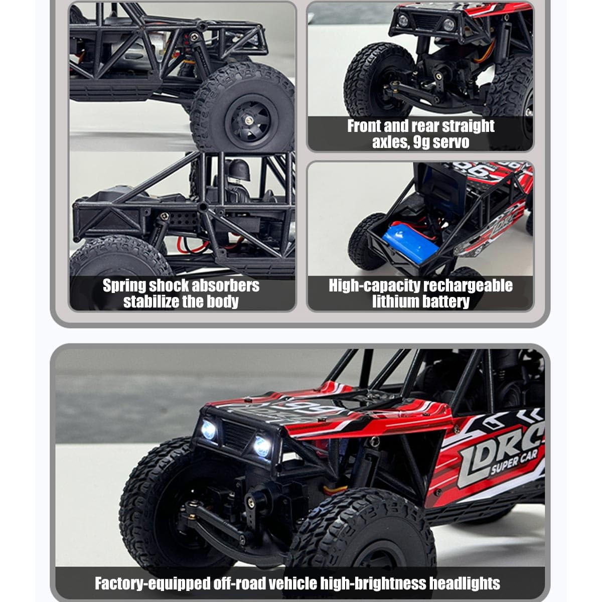 Samochód terenowy RC 1/18, 2,4 G, 3CH, rama rurowa RC, pojazd wspinaczkowy, model samochodu wspinaczkowego RC, 10 km/h, mini RC Crawler Car zabawka, prezent dla dorosłych -RTR