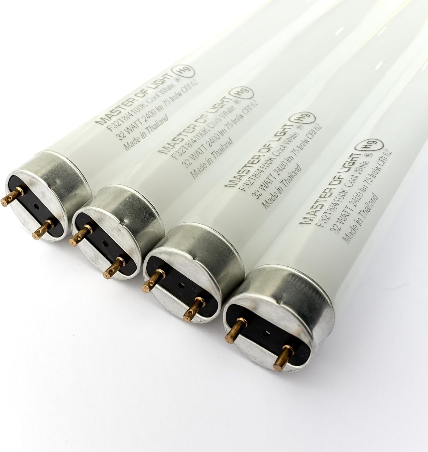 F32T8/CW (4 Pack) 4 ft 48 inch 32 Watt T8 Fluorescent Tube Light Bulb 4100K Replaces F32T8/841/PRO/ECO F32T8/SPX41/ECO F32T8/SP41/ECO FO32/741/ECO F32T8/HL741/ALTO F32T8/TL741/Alto