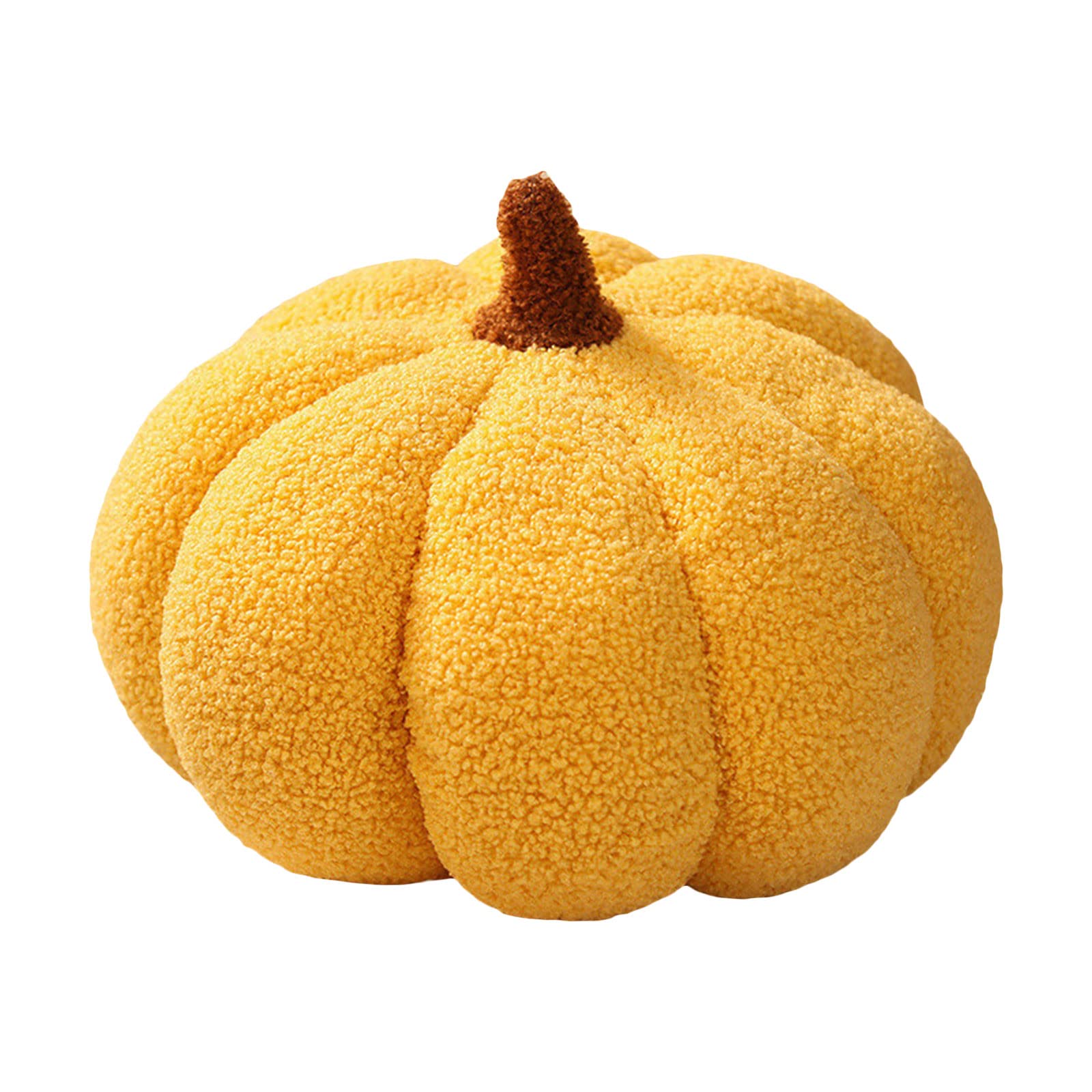 Nicoxijia Halloween 3D Thanksgiving Pumpkin Throw Pillow Pumpkin Plush Pillow Fleece Stuffed Pumpkins for Halloween Home Decor (Yellow, 7.87inch)