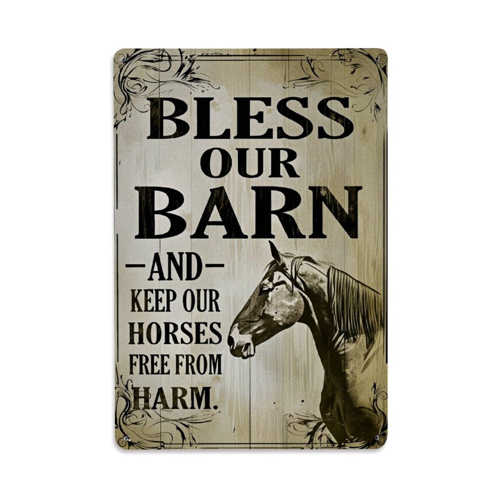 Enderetf Vintage Bless Our Barn Horse Art- Tin Sign Metal Poster, Home Bar Garage Man Cave Cafe Indoor & Outdoor Wall Decoration 8X12inches