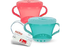 Nuby 2-Pack Snack Keepers, Coral and Aqua