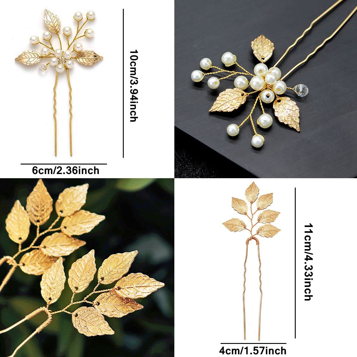 Chargances Bridal Hair Pins - Crystal And Pearl Wedding Hair Clips (Set Of 3) | Buy Now With Express International Delivery - View #5