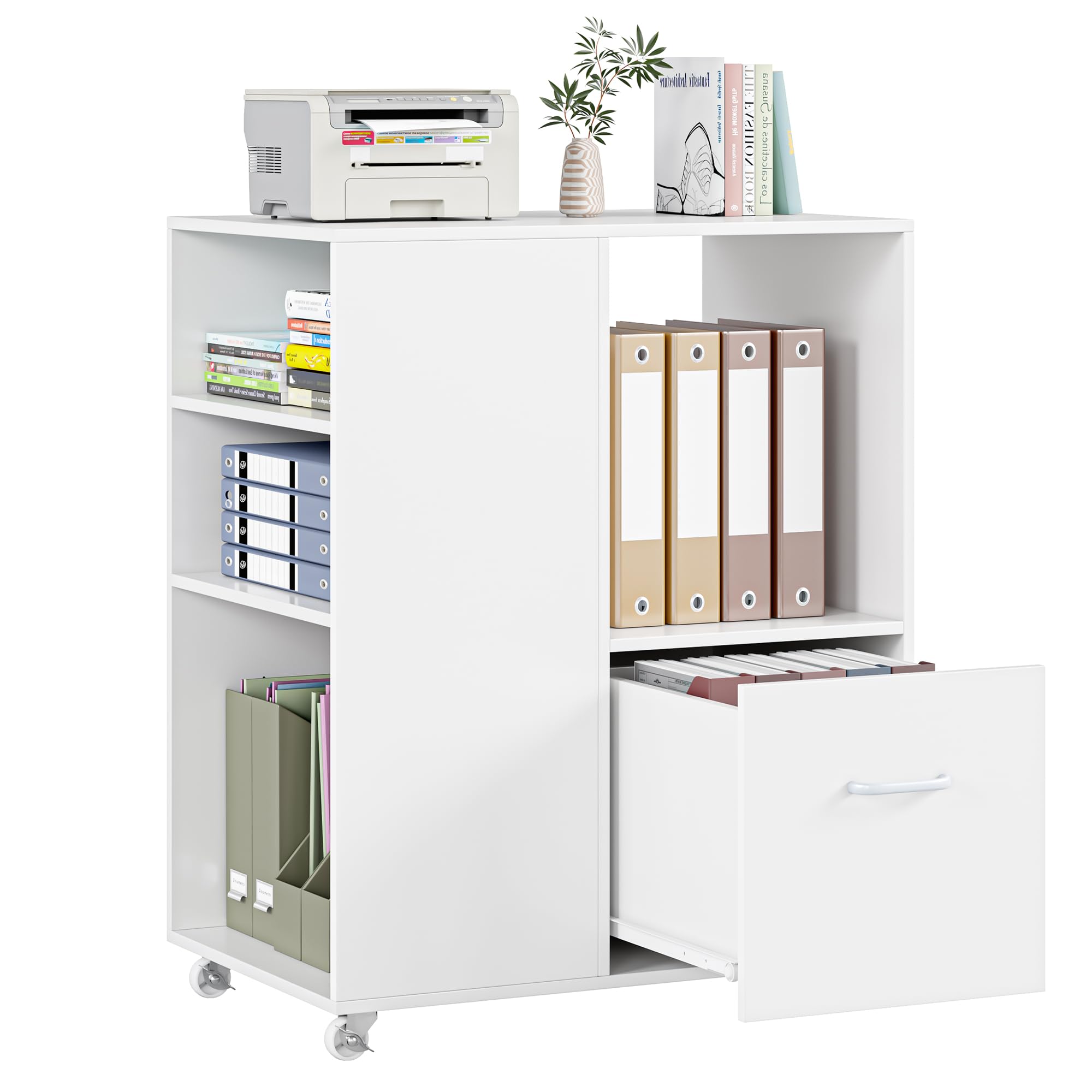 BOTLOG End Table, Engineered Wood, White