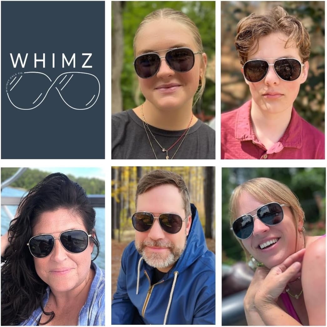 WhimZ Tangle Free Classic Aviator Sunglasses for Women 100% UV Protection Polarized Slim Frames Vintage Aviators - Image 5
